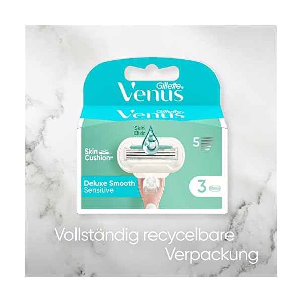 Gillette Venus Deluxe Smooth Sensitive Rasierklingen Damen, 10 Ersatzklingen für Damenrasierer mit 5-fach Klinge, für eine länger anhaltende, glatte Rasur – Bild 8