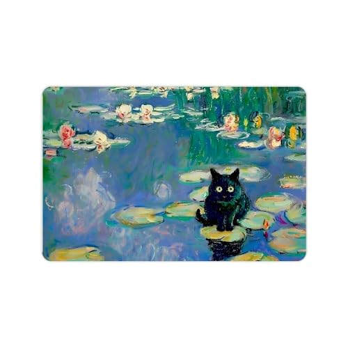 Anceky Tappetino da bagno con motivo impressionista di ninfee, tappeto in fango diatomeico ad asciugatura rapida, supporto in gomma antiscivolo per uso domestico, 24x16 pollici