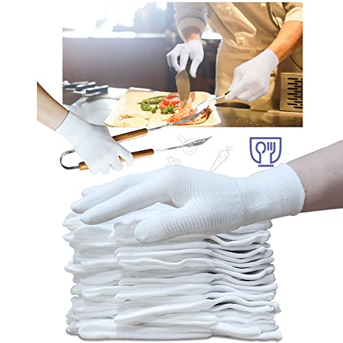 Youneedthat Safety Food Prep Gloves 10 Pairs Nitrile Glove Liners, Seamless Non-Slip Grip Cooking Gloves, White(S,M,L) (Medium (Pack Of 10)) #TOP4