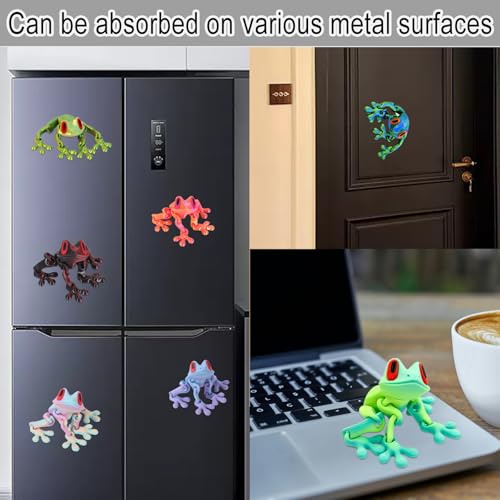 Imanes decorativos de rana 3D, set de 7 piezas miniatura 4