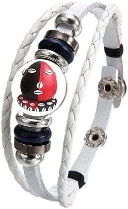 Gifts by Lulee, LLC Elegua Elegua Santeria Collection White Multi Strand Leather Bracelet Tray Centerpiece Color Image and Lucite Dome Cover
