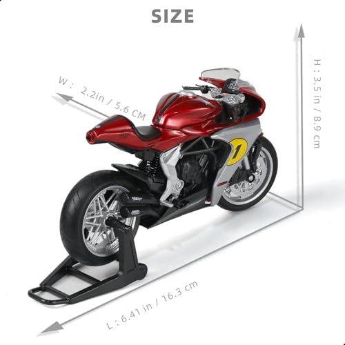 Image of 1 /12 Motorcycle Model Toy for MV Agusta Superveloce AGO Alloy Die-cast Motorcycle Model for Welly No Assembly Required Mini Racing Moto Collection Gift for Adult (Red)