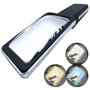 MAGNIPROS Patented 6X Large Magnifying Glass with Light | 3 Color Light Modes | Anti-Glare Lens & Stepless Dimmable LEDs | Perfect for Reading Fine Print & Inspection – Ideal for Seniors & Low Vision