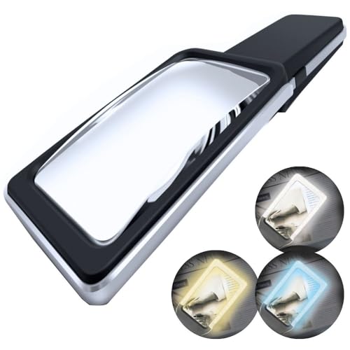 4X Large Magnifying Glass with [10 Anti-Glare & Fully Dimmable LEDs]-Evenly Lit Viewing Area-The Best Lighted Magnifier for Reading Small Fonts, Low Vision Seniors, Macular Degeneration, Inspection