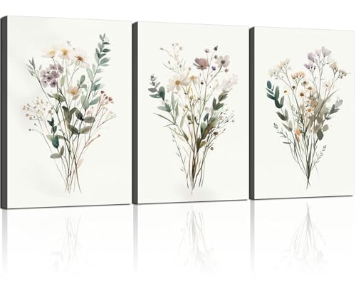 3pcs Framed Plants Flowers Wall Art Decor Canvas Print Nature