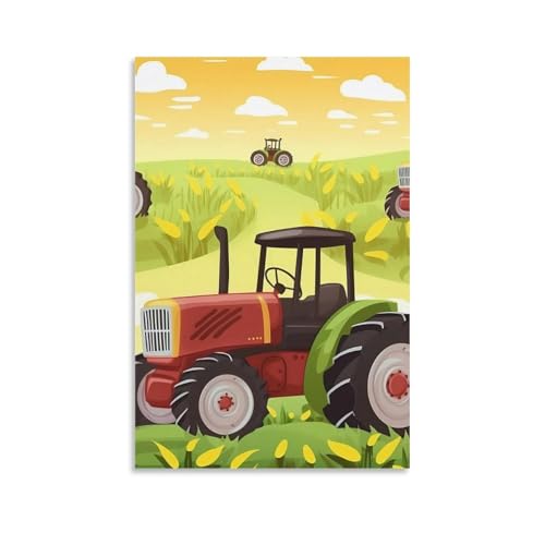 Toile murale tracteur agricole decoration interieure moderne salon et chambre 60x90