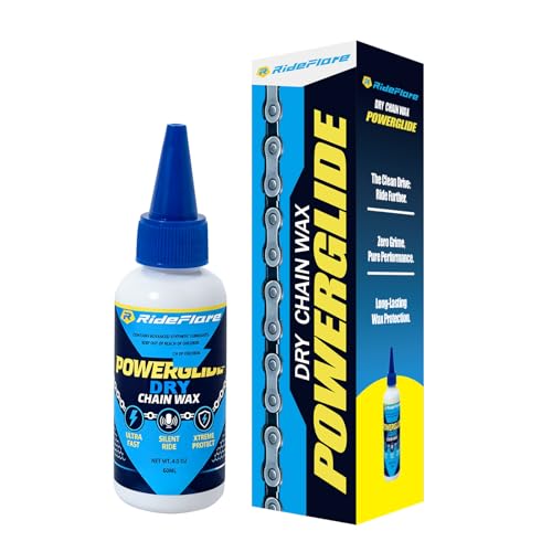 RideFlare POWERGLIDE Dry Bike Chain Wax, 60ml / 2oz - Ultra Fast & Silent, Saves 4-5 Watts, Repels Dust & Mud, Eco-Friendly Lube for Road, Mountain, Gravel, E-Bike