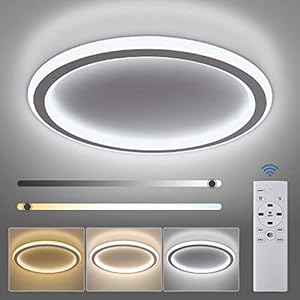NIXIUKOL LED Deckenleuchte Dimmbar, Led Deckenlampe mit Fernbedienung, 24W Wohnzimmerlampe 3000-6500K Warm Natur Kalt…
