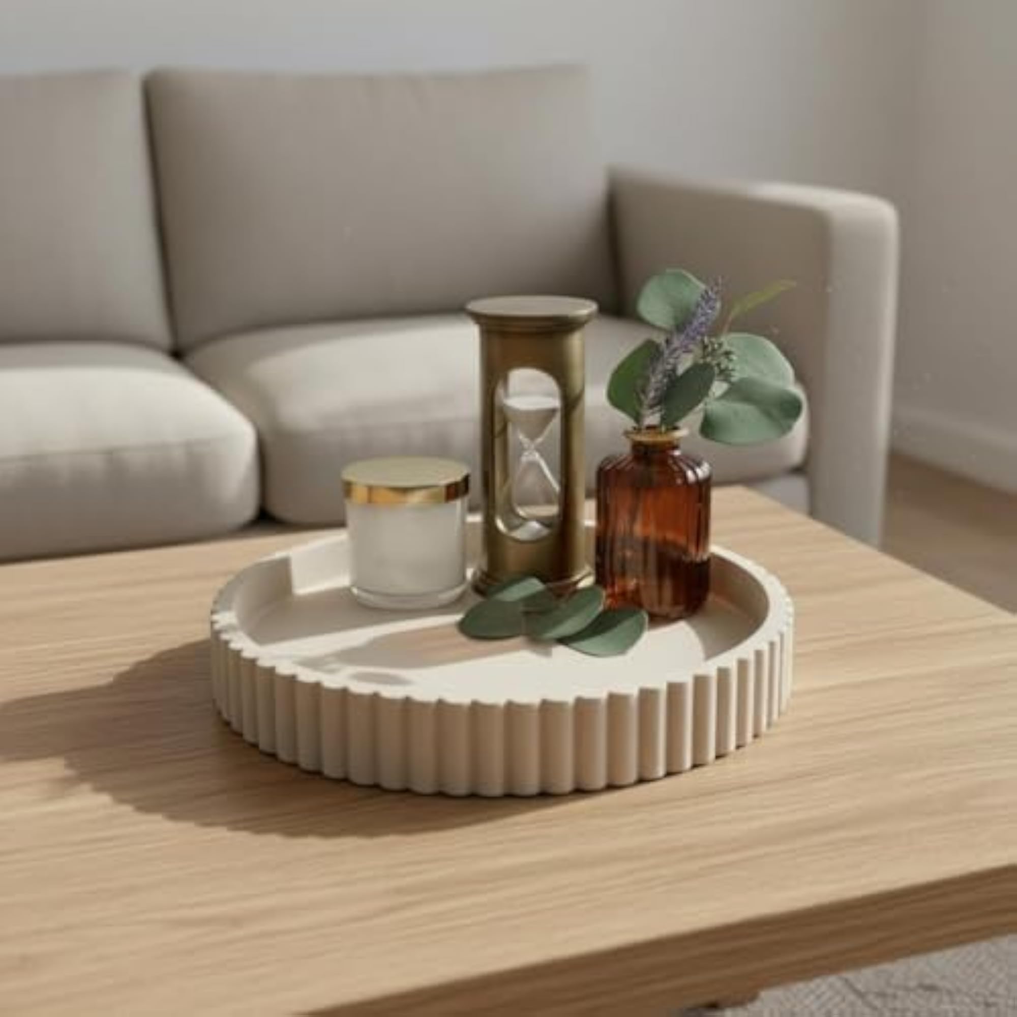 BNF® Designer Centerpiece Round Decorative Tray, Modern Style