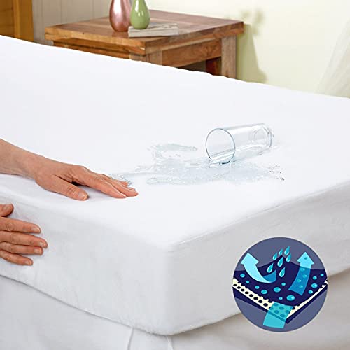 Waterproof Cooling Split King Mattress Protector For Adjustable Beds - Cool Touch Nylon - Fitted Sheet Style Matressprotector Cover #TOP4