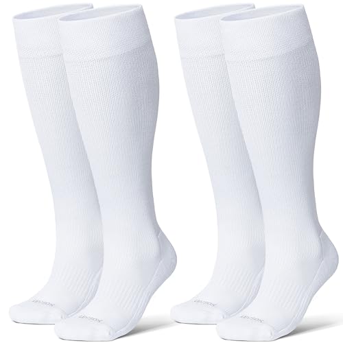 LEVSOX Viscose from Bamboo Cushioned Compression Socks for Men & Women 20-30 mmHg Knee-High Support Socks for Flying Travel