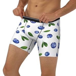 Novastar Caleçon boxeur long pour homme – Blueberry Tropical Sous-vêtements pour homme avec bande élastique, Noir/blanc, S
