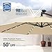 wikiwiki 10ft Solar LED Offset Patio Umbrella, Outdoor Cantilever Patio Umbrellas with Solor Lights for Backyard, Poolside and Garden, Easy Tilt Adjustment, 32 LED Lights & Polyester Shade, Beige