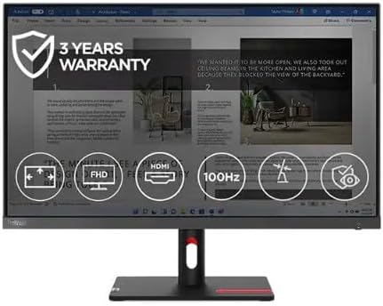 Lenovo ThinkVision S27i-30 27” (68.58cm) FHD (1920x1080) IPS, Antiglare, WLED Monitor, HDMI, VGA, Vesa Mount, 100Hz Refresh Rate, 16:9 Aspect Ratio, 99% sRGB Color gamut, 63DFKAR4WW- Storm Grey