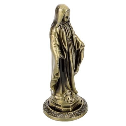 IMIKEYA Statua Vergine Maria Miniatura Vintage in Lega di Zinco Ornamento Religioso Cattolico per la Decorazione della Scrivania e della Casa