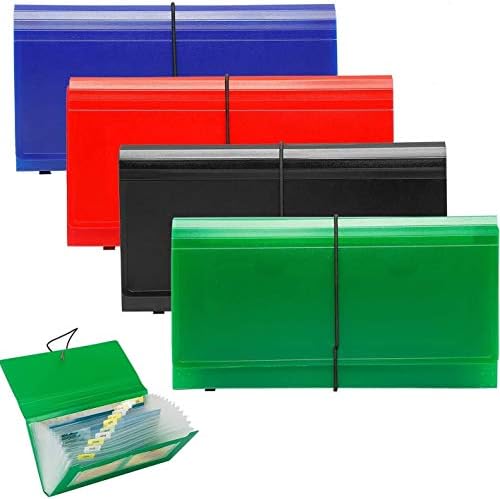 SEEKIND Expanding File Folder 4 Pack, 10.4' 5.5' Receipt Organizer Folder Accordion Folder Document with 13 Pocket for Office,Cards,Tickets-Water Resis