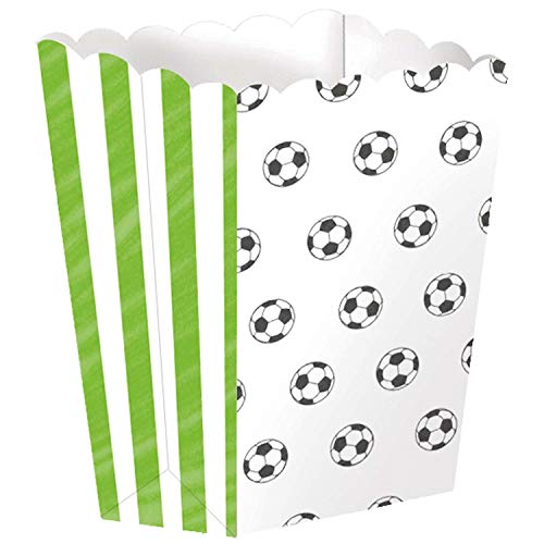 amscan 9903020 – Lot de 4 Bols à Pop-Corn Football, 3 x 13 x 4 cm, Papier, boîte à goûter