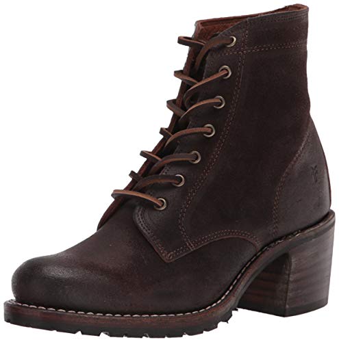 Frye Women's Sabrina 6G Lace Up Combat Boot, Dark Brown, 8