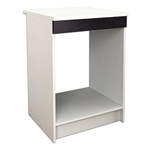 Berlioz Creations PRIMA PG6BFN Unterschrank für Küche mit Arbeitsplatte für Einbaubackofen, 1 Dekorsockelleiste, in glänzendem Schwarz, 60 x 60 x 85 cm, 100 Prozent französische Herstellung