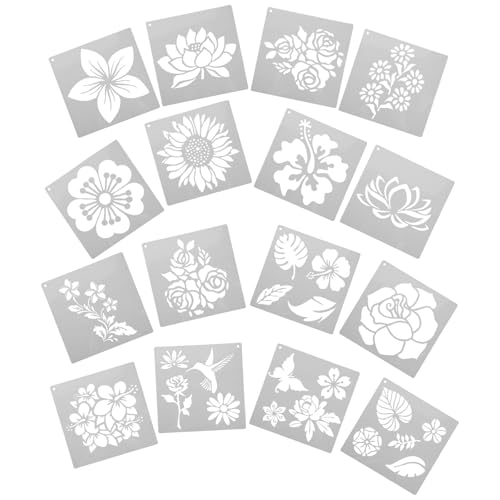 Plantillas de flores y plantas tropicales reutilizables 16 piezas para dibujar en pared 2