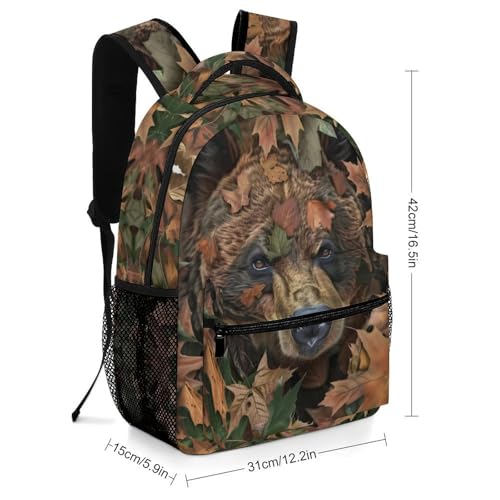 Bear Print Backpack Lightweight Large Teens Kids Camouflage Backpack for School Boys and Girls Bookbag with Adjustable Shoulder Straps2
