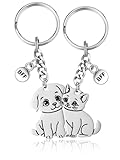 PESOENTH Best Friend keychains For 2,Cute Cat Dog Friendship Keychain BFF Bestie Birthday Gifts for Women Friends female