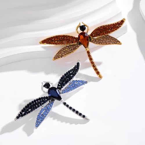 Image of Dragonfly Brooch Rhinestone /Enamel Dragonfly Brooches Lapel Pin for Women Elegant Outfits Dragonfly Jewelry Gifts