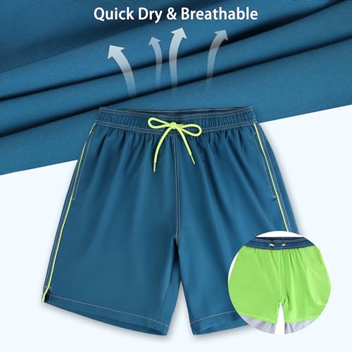 unitop Mens Swim Trunks with Compression Liner Quick Dry Beach Board Shorts with Pockets2