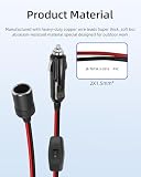 RIIEYOCA Kabel zasilający do gniazda zapalniczki samochodowej 12 V, 24 V, 16 AWG, wytrzymała, 15 A, przedłużacz gniazda z włącznikiem do samochodów, łodzi itp. (0,6 m)