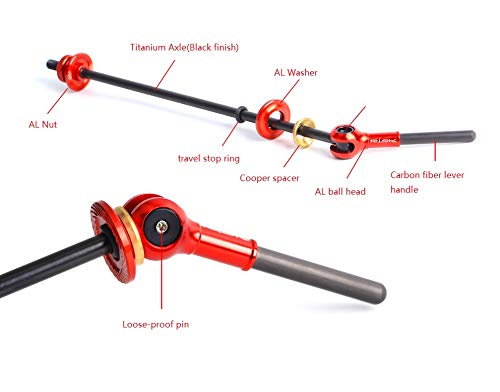 Image of Quick Release Skewer Lever for MTB Mountain Bike Road Bicycle, Titanium Axle Shaft, Carbon Fiber Lever, 1 Pair (Black)