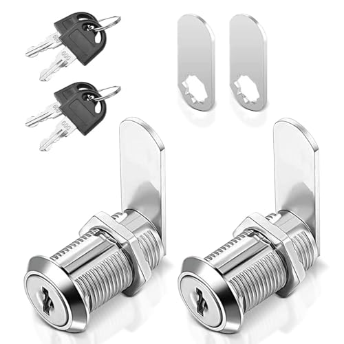 Shinsilur 2PCS Cabinet Lock with 2 Keys - 18mm Diameter Cam Lock for Cupboards, Drawers, Letterbox, Mailbox and Lockers (1, 16MM)