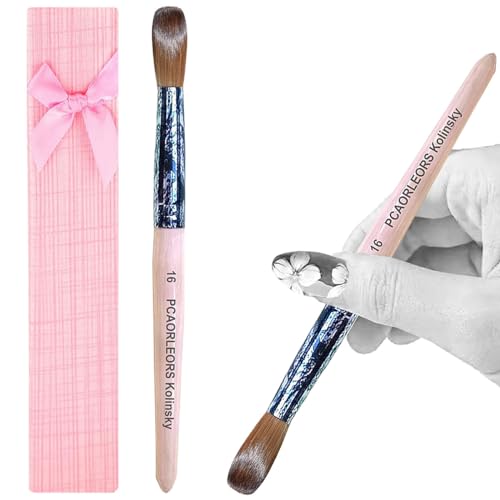 PCUORLEORS Acrylic Nail Brush,Pure Kolinsky Sable Hair Brush with Wooden Hand and Retro Colored Copper Tube,Round Gel Brush for Acrylic Power and Nail Extension (#10) -  YM-01