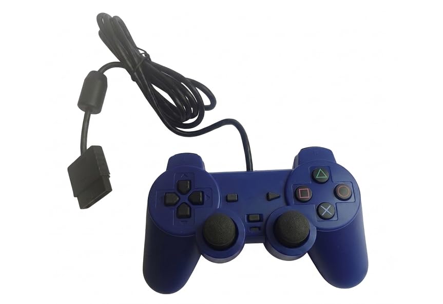 Image of Premium PS2 Compatible Wired Controller - High-Performance Gamepad for PlayStation 2 (All Models) Ergonomic Gamepad with Dual Vibration Feedback, Precision 360 Analog Sticks, Ergonomic Pro Grip - (SOLID BLUE)