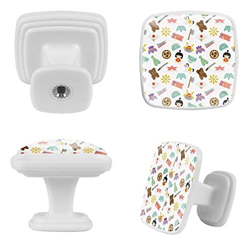 Boutons de tiroir ours dessin animé pour chambre d'enfant et buffet japonais - 2