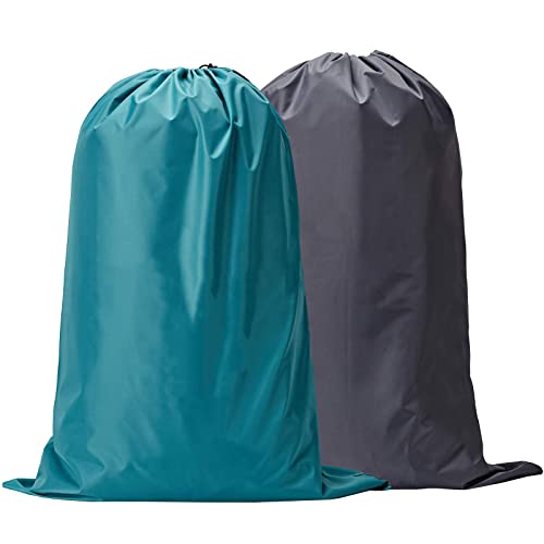 Laundry Bag 2 Packs, 24X36 Inches Rips & Tears Resistant Large Dirty Clothes Storage Bag, Machine Washable, Heavy Duty Laundry Hamper Liner For College Students, Sky Blue&Gray #TOP16