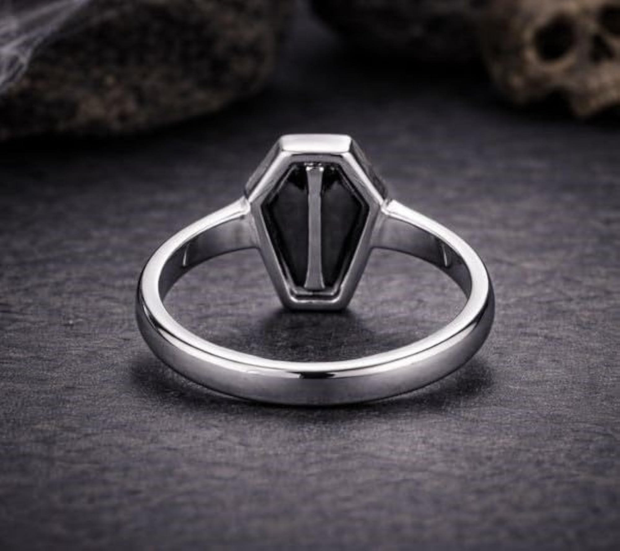 Gothic Black Enamel Cross Stainless Steel Ring