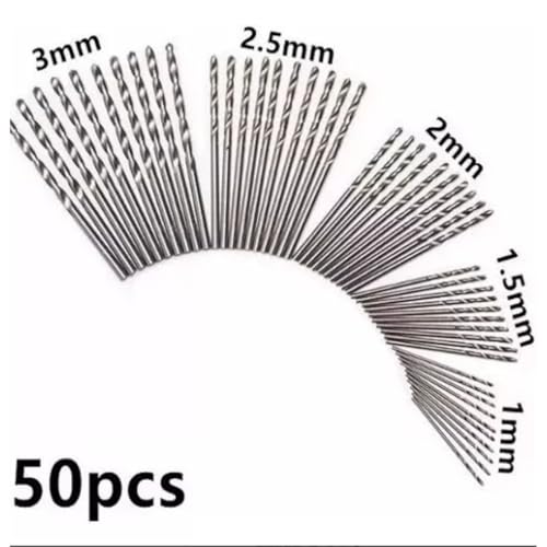 JOGO COM 50 BROCAS ACO RAPIDO 1, 1,5, 2, 2,5 E 3 MM