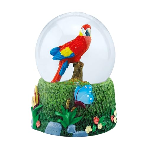 Water Globe - Loro de Deluxebase. Bola de Nieve de Loro con Figura de Resina y Base Moldeada. Genial como decoración hogar, Adorno o Regalo. (Diseño seleccionado al Azar de 2 Colores)