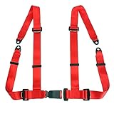 スポーツレーシングハーネスベルト3 4点固定マウントクイックリリースナイロン車安全レーシングベルト調節可能なドリフトハーネス安全ショルダーストラップ (レッド)