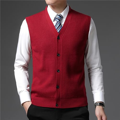 Knitted Button Up Vest Men V Neck Casual Sleeveless Cardigan Male Slim Fit Basic Sweater Vest2