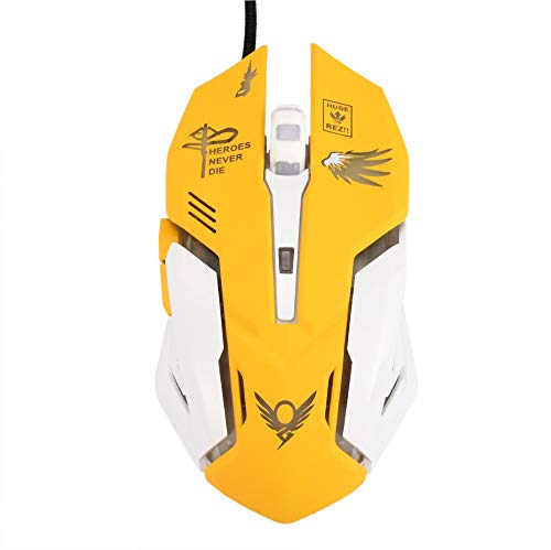 Preisvergleich Produktbild Gaming-Maus, optische Gaming-Maus, Hintergrundbeleuchtung, ergonomisch, USB, kabelgebunden, mit 2400 DPI und 6 Tasten, 4 Aufnahmen für PC & Mac E-Sports Gamer (Mercy)