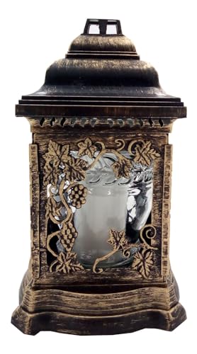 Grablaterne mit Öllicht 26cm Gold Grabschmuck Grabkerze Grablicht Friedhof Kerze
