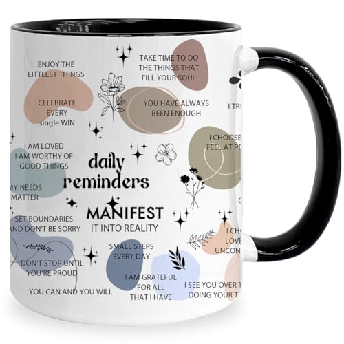 Pfkfo Positive Daily Affirmations Mug, Inspirational Mental Health Gifts for Women Friends, Sobriety Motivational Gifts for Female Colleagues Coworker, Christmas Birthday Gifts for Women Friendship