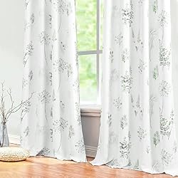 Sage Green Curtains 84 Inch Length for Living Room 2 Panels Set 80% Blackout Cottage Core Garden Wildflower Watercolor Darkening Floral Boho Curtain Drapes for Bedroom 84 Long,Light Green and Grey