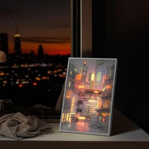 Cuadro de ciudad con 3 modos de luz para dar vida a paredes apagadas del salón 6