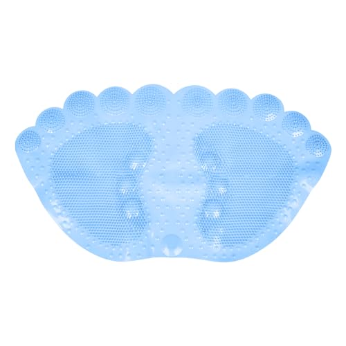 Image of Kuber Industries Bath Mat | PVC Bathroom Mat | Shower Bath Mat | Foot Shape Bath Tub Mat | Foot Massager Mat | Anti-Skid Floor Mat | Shower Mat | Pack of 2 | Sky Blue