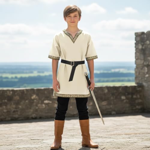 Disfraz medieval infantil tunica vikingo con cinturón miniatura 7