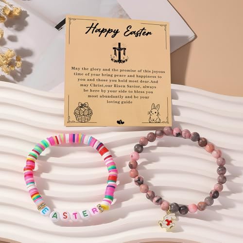 Easter Gifts for Teen Girls & Women - Bunny Beaded Bracelet Set - Perfect Easter basket stuffers2