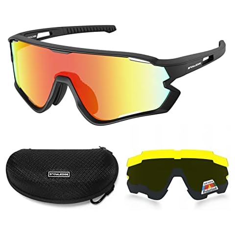 Snowledge Polarized Cycling Glasses with 3 Interchangeable Lens for Men Women Outdoor Sports Sunglasses Cover