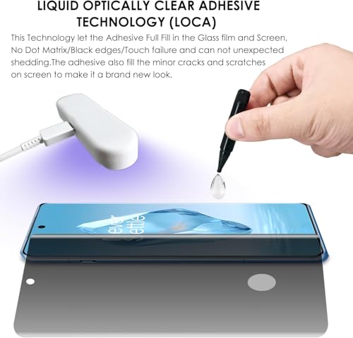 Image of SHILD Privacy UV Tempered Glass for OnePlus 12R (6.78 Inch) | Anti-Spy Curved Screen Protector | 9H Hardness | Ultrasonic Fingerprint Compatible | HD Clarity | Bubble Free UV Installation | Case Friendly